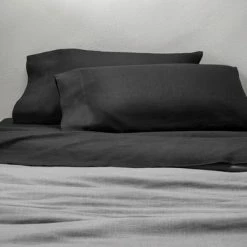 Outlet ⌛ 100% Washed Linen Solid Pillowcase Set - Casaluna™ Washed Black 👏