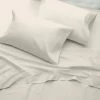 New 🧨 300 Thread Count Organic Cotton Brushed Percale Pillowcase Set - Purity Home Ivory 🔥