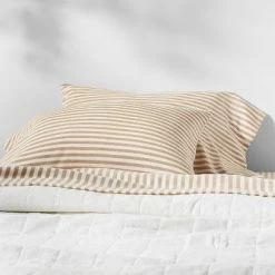 Best Pirce 👏 Linen Blend Pillowcase Set - Casaluna™ Natural Stripe ✔️