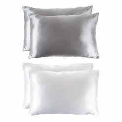 Best deal 🎉 Satin Microfiber Pillowcases for Hair & Skin- Set of 2 King Size Pillow Covers, Hidden Zippe by Hastings Home (Silver Gray) 🤩 -Sheets & Pillowcases Sales Shop unnamed file 1370