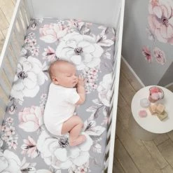Hot Sale 🤩 Lambs & Ivy Signature Botanical Baby Watercolor Floral Cotton Crib Sheet - Gray 🤩