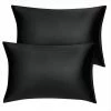 Top 10 😍 2 Packs King Size Zippered Silky Satin Pillowcases Pillow Cases Covers Black - PiccoCasa ⌛
