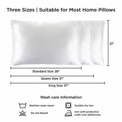 Budget 🔔 Satin Microfiber Pillowcases for Hair & Skin-Set of 2 Pillow Covers, Hidden Zipper-Helps Prevent Frizz & Wrinkles by Hastings Home (White) ✔️