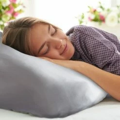 Flash Sale ⌛ Satin Microfiber Pillowcases for Hair & Skin- Set of 2 Queen Size Pillow Covers, Hidden Zipper by Hastings Home (Silver Gray) 😍 -Sheets & Pillowcases Sales Shop unnamed file 1580