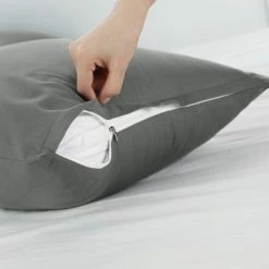 Best Sale 🔔 2 Pcs Queen 20"x30" Cotton Zippered Pillowcase Dark Gray - PiccoCasa ✨