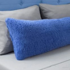 Budget 🎉 Body Pillow Cover, Soft Sherpa Pillowcase With Zipper, Fits Pillows Up To 51 Inches by Hastings Home (Blue) ⭐