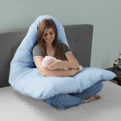 New 👍 Full Body Pillow Cover- U-Shaped Soft Cotton Replacement Pillowcase, Removeable with Zipper for Pregnancy/Total Body Pillows by Hastings Home (Blue) 👏 -Sheets & Pillowcases Sales Shop unnamed file 1690