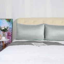 Best deal 🔥 4 Pcs Standard 20"x26" Silk Satin Luxury Cooling Pillowcase Light Gray - PiccoCasa ⭐