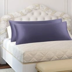 Best reviews of 👍 2 Pcs Body 20"x48" Satin Silky for Hair and Skin Pillowcase Slate Gray - PiccoCasa 🤩
