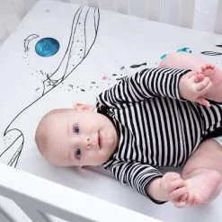 Brand new 🤩 JumpOff Jo Fitted Mini Crib Sheet, Cotton Crib Sheet for Miniature Sized Crib Mattresses, Hypoallergenic and Breathable, 24" x 38", Moonlight Mermaid 🎉 -Sheets & Pillowcases Sales Shop unnamed file 179