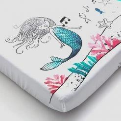 Brand new 🤩 JumpOff Jo Fitted Mini Crib Sheet, Cotton Crib Sheet for Miniature Sized Crib Mattresses, Hypoallergenic and Breathable, 24" x 38", Moonlight Mermaid 🎉 -Sheets & Pillowcases Sales Shop unnamed file 181