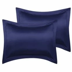 Best Pirce 🧨 2 Pcs King size Silk Satin Silky Sateen Pillowcase Navy - PiccoCasa ✨