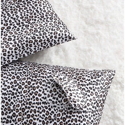 Discount 🌟 Standard Leopard Print Satin Pillowcase Set Charcoal - Betseyville ✔️ 2 Discount 🌟 Standard Leopard Print Satin Pillowcase Set Charcoal - Betseyville ✔️ - Image 2