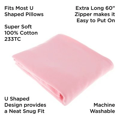 Best Pirce π Full Body Pillow Cover- U-Shaped Soft Cotton Replacement Pillowcase, Removeable with Zipper for Pregnancy/Total Body Pillows by Hastings Home (Pink) 𧨠2 Best Pirce π Full Body Pillow Cover- U-Shaped Soft Cotton Replacement Pillowcase, Removeable with Zipper for Pregnancy/Total Body Pillows by Hastings Home (Pink) 𧨠- Image 2