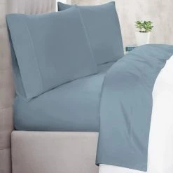 Discount ⭐ Standard 300 Thread Count Sateen Pillowcase Set Blue - Christian Siriano ✨