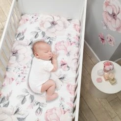 Wholesale ✔️ Lambs & Ivy Signature Botanical Baby Watercolor Floral Cotton Crib Sheet- White 👏