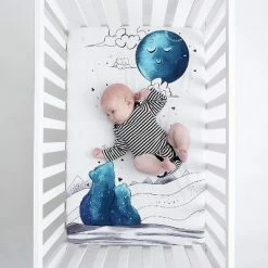 Deals 🎁 JumpOff Jo Fitted Mini Crib Sheet, Cotton Crib Sheet for Miniature Sized Crib Mattresses, Hypoallergenic and Breathable, 24" x 38", Mama Bear Blue 🛒