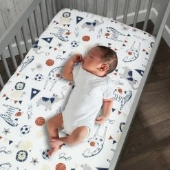 New 💯 Lambs & Ivy Hall of Fame Animals/Sports 100% Cotton Fitted Baby Crib Sheet 🤩