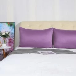Wholesale 🤩 4 Pcs Queen 20"x30" Silk Satin Luxury Cooling Pillowcase Purple - PiccoCasa 🔥