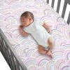 Best Sale 💯 Lambs & Ivy Signature Rainbow 100% Organic Cotton Breathable Fitted Crib Sheet 🔥