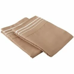 Cheap 💯 Solid 3-Line Embroidery 2-Piece Microfiber Wrinkle-Free Pillowcase Set by Blue Nile Mills ✔️
