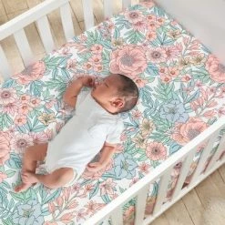 Best deal ⭐ Lambs & Ivy Giraffe and a Half 100% Cotton Floral Fitted Crib Sheet ❤️