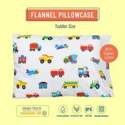Coupon 🛒 Wildkin Trains, Planes & Trucks 100% Organic Flannel Cotton Toddler Pillowcase 🎉