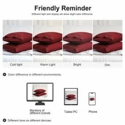 Promo 🛒 4 Pcs King 20"x36" Cotton Soft Pillowcase Burgundy - PiccoCasa 👏