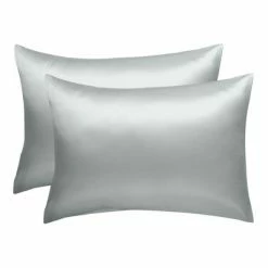 Top 10 👏 2 Pcs King(20"x36") Silky Satin Satin Cool Pillow Cases Light Gray - PiccoCasa 🛒