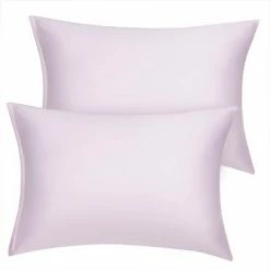 Promo π 2 Pcs 20"x30" Silky Satin Zippered Pillow Cases Lavender Gray - PiccoCasa π