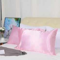 Hot Sale โ 2 Pcs 20"x30" Silky Satin Envelope Pillow Cases Pink - PiccoCasa โค๏ธ