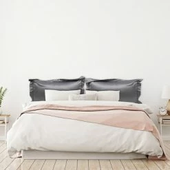 New ๐ฏ 2 Pcs King 20x36inch Silky Satin Pillow Cases Deep Grey - PiccoCasa โญ