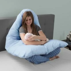 Best Sale 🛒 Cotton U-Shaped Body Pillow Cover - Yorkshire Home Blue 🎉 -Sheets & Pillowcases Sales Shop unnamed file 3234