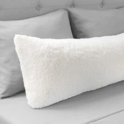 Cheap 👏 Hastings Home Soft Sherpa Body Pillow Cover With Zipper - White 😀