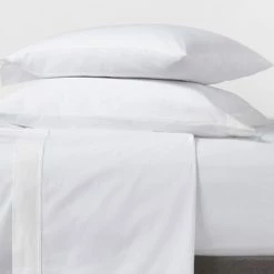 Hot Sale ๐ 300 Thread Count Organic Cotton Solid Sheet Set - Threshold Cream ๐คฉ