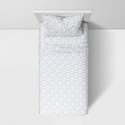 Budget ⭐ Twin/Twin XL 400 Thread Count Printed Pattern Performance Sheet Set Blue Floral - Threshold™ 💯