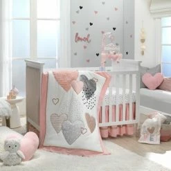 New ✔️ Lambs & Ivy Signature Heart to Heart Pink/White Fitted Crib Sheet 🌟 -Sheets & Pillowcases Sales Shop unnamed file 354