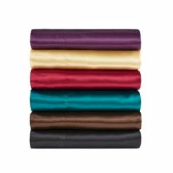 Discount ⭐ Madison Park Solid Satin 6pc Wrinkle Free Luxurious Sheet Set Light Gray 🤩