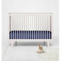 New ✔️ Bacati - Solid Navy Blue 100 percent Cotton Universal Baby US Standard Crib or Toddler Bed Fitted Sheet ✨ -Sheets & Pillowcases Sales Shop unnamed file 364