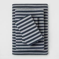 Hot Sale 🌟 Cozy Brushed Printed Jersey Sheet Set - Threshold™ Navy/gray ⭐
