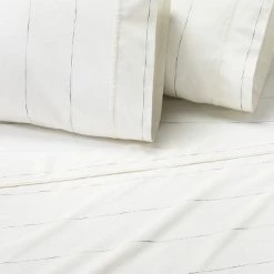 Promo 🌟 Hearth & Hand With Magnolia Cotton Percale Thin Stripe Sheet Set Sour Cream/Railroad Gray - Hearth & Hand™ with Magnolia 🧨 -Sheets & Pillowcases Sales Shop unnamed file 3738