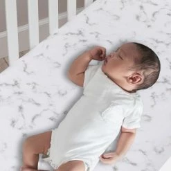Deals 🔥 Lambs & Ivy Signature Gray/White Marble Organic Cotton Fitted Crib Sheet 💯