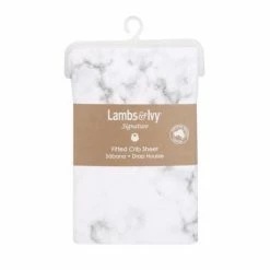 Deals 🔥 Lambs & Ivy Signature Gray/White Marble Organic Cotton Fitted Crib Sheet 💯 -Sheets & Pillowcases Sales Shop unnamed file 385