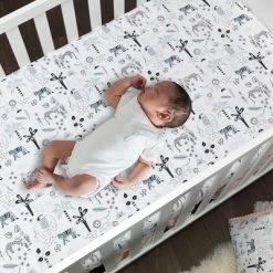 Best deal 🎉 Lambs & Ivy Happy Jungle 100% Cotton Safari Animals Fitted Crib Sheet - White ⭐