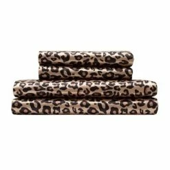 Promo ✨ Elite Home Products Luxury Satin Printed Sheet Set Snow Leopard 🔥