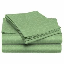 Coupon 🔥 Plazatex 1800 Series Vine Embossed Wrinkle Resistant Sheet 4pc SetQueen - Dark Green ⭐