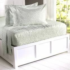 Hot Sale ✔️ The Lakeside Collection Lakeside Elastic Fitted Leaves Bedding Sheet Set with Pillowcases ✨