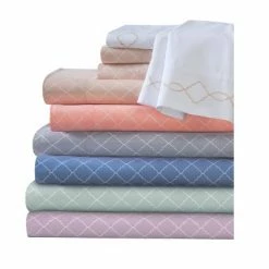 Hot Sale 🧨 Microfiber Embroidered Revina Printed Bonus Sheet Set - Elite Home Products Oat ✨