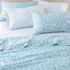 Coupon โ๏ธ 6pc Printed Pattern Percale Cotton Sheet Set - Laura Ashley Blue Floral ๐ฏ