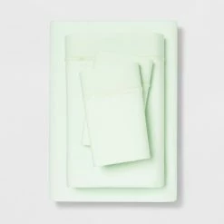 Discount 🎁 California King Cotton Percale Solid Sheet Set Mint - Opalhouse™ 👍